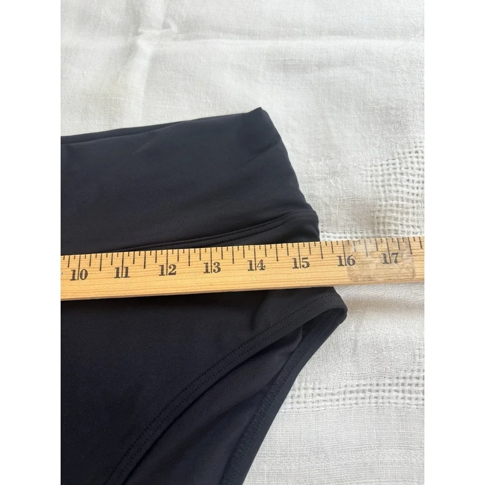 Lands' End Women's Med (10-12) High Waist Waisted Bikini Bottom Swim Black - Picture 3 of 5